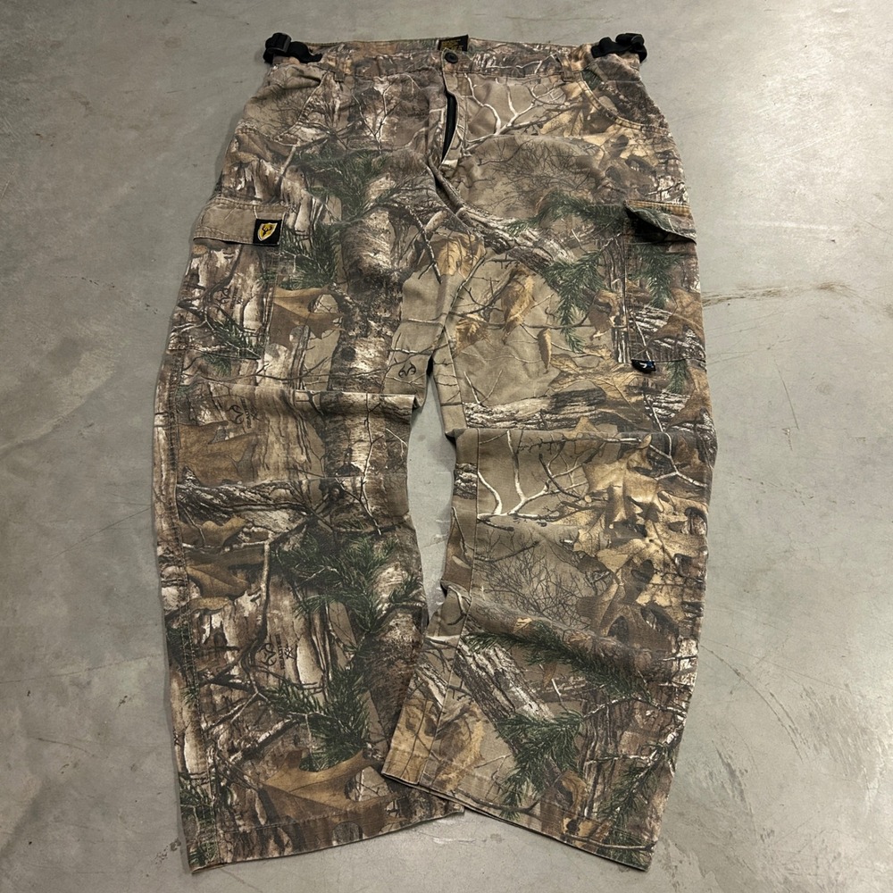 Scent Blocker Realtree Camo Cargo Pants Mens XL Adjustable Waist Utility Hunting